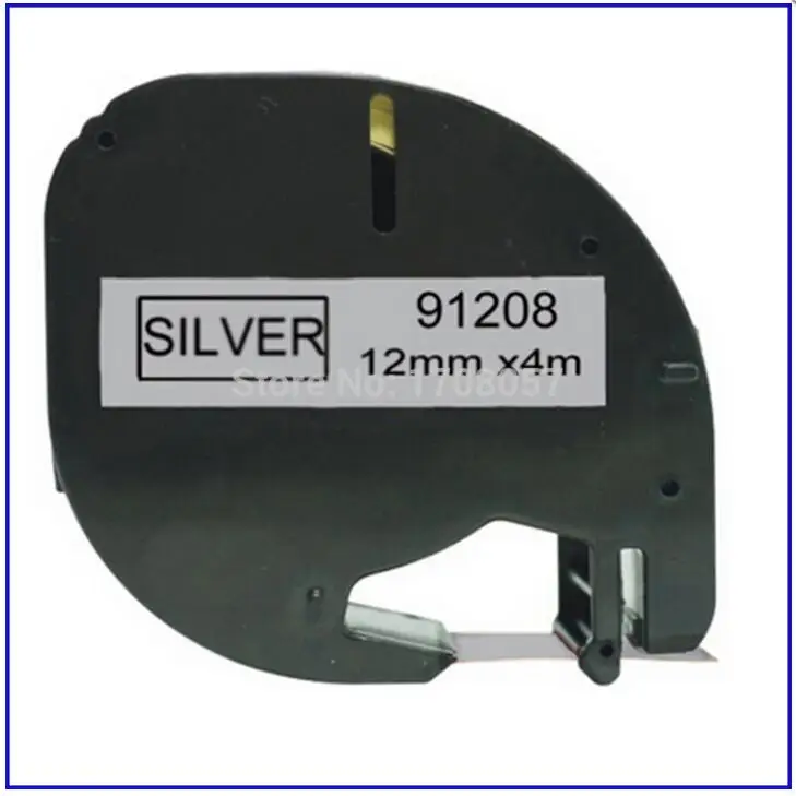 

LUDEOU For Dymo Letratag Plastic 12mm Label Printer Maker Tapes 91208 Black on Silver Cartridge Tapes Letra Tag Plastic Tapes