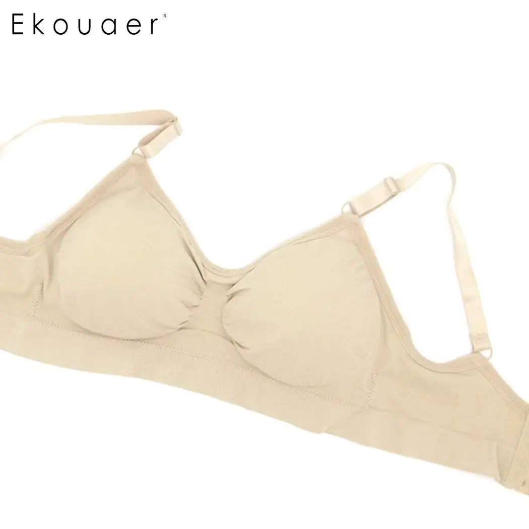 Ekouaer Sexy Bra With Pads Seamless Push Up Bra Plus Size Underwear Women Adjustable Spaghetti Straps Lingerie Bra Intimates 3XL