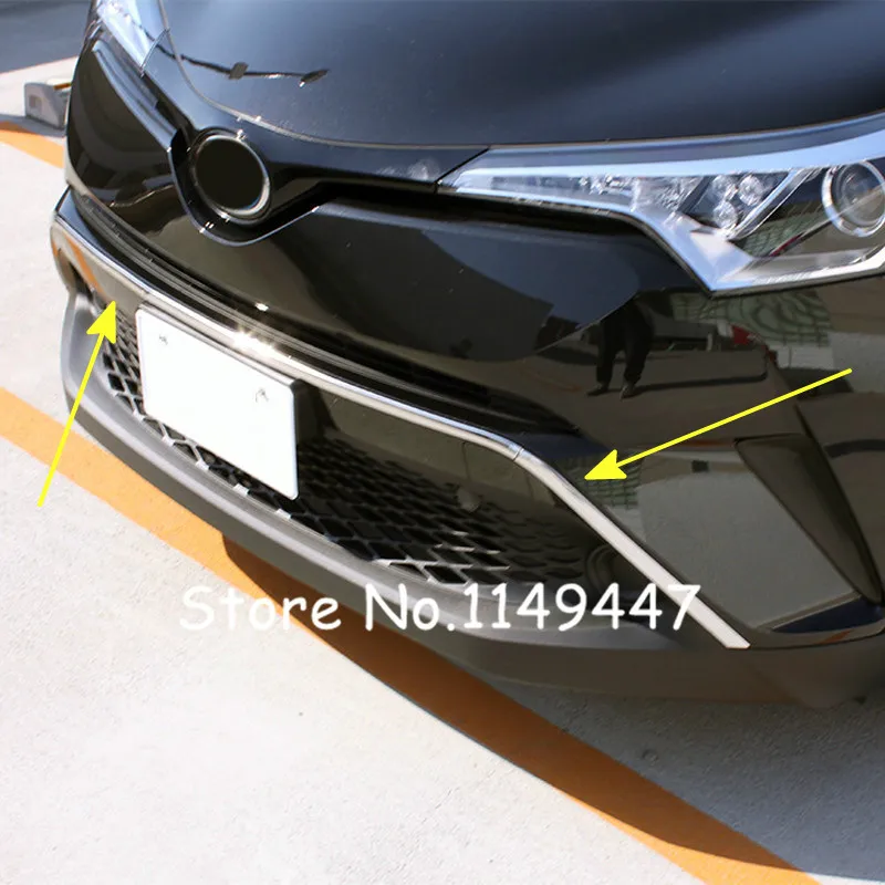 

For Toyota C-HR 2016 2017 Car styling Exterior Stainless Chrome Front Upper Bumper Skid Protector Strip Cover 5pcs