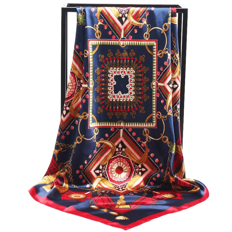 

New Arrival Fashion Women soft satin brand scarf / Paisley Printed quare silk scarves 90cm / Gifts Wholesale