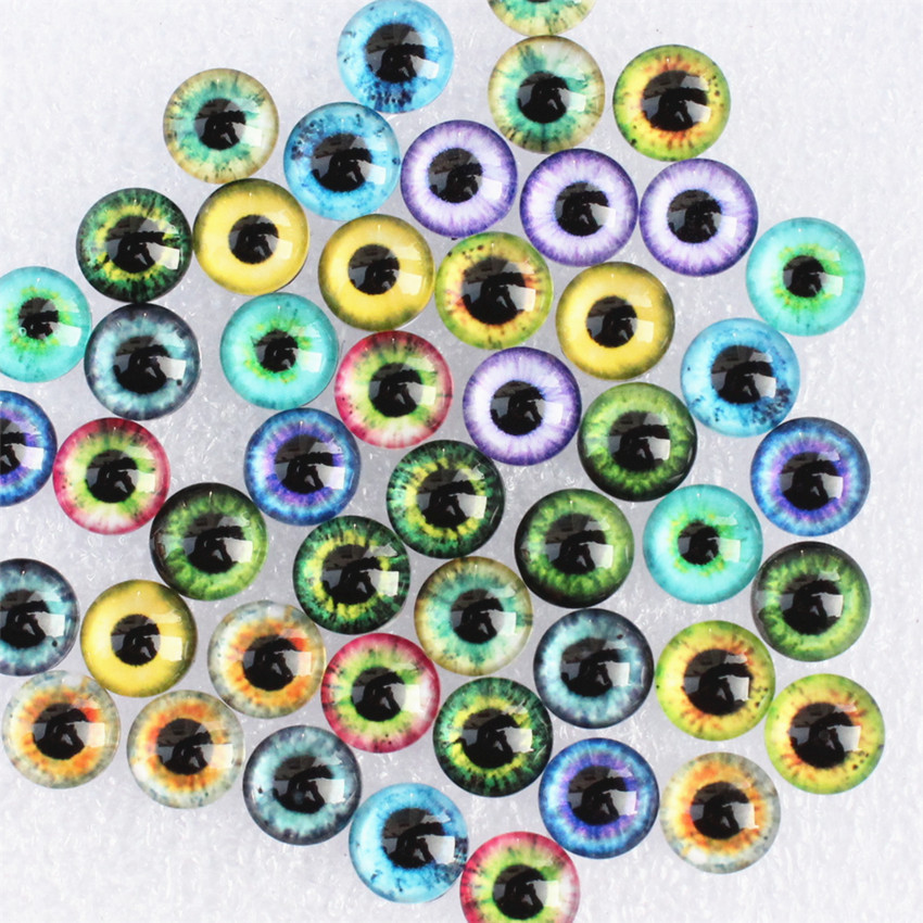Onebeading From 8mm to 20mm  Mixed With 12 different Styles Toys Dolls Eyes Pairs Pattern Glass Cabochons Flatback Photo K06062