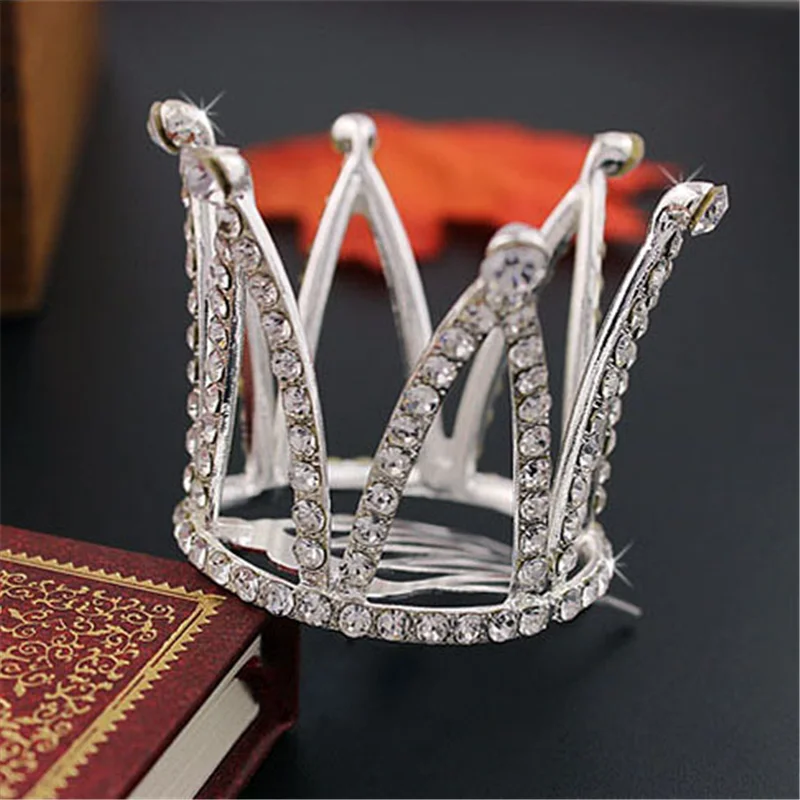 Alloy Girl Small Tiara Crown with Diamond Newborn Baby Photography Props Headband Party Hair Combs Gift