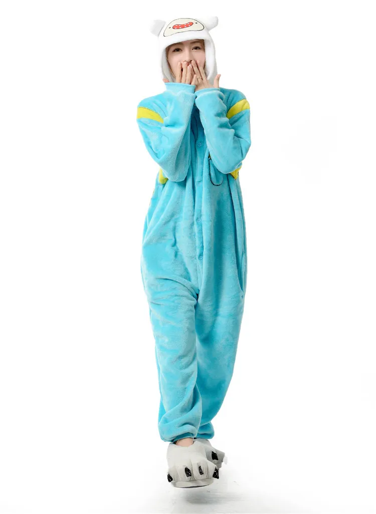 Kigurumi Adult Finn Pajamas Sleepsuit Cartoon Onesie Sleepwear Unisex Pyjamas Halloween Cosplay Costume For Christmas Party