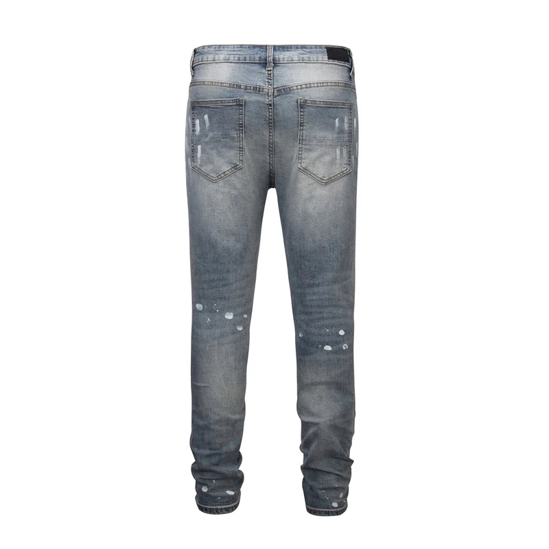 Темно-значок рваные покрытие Slim Fit Здравствуйте gh Street джинсы Для мужчин 2018 Здравствуйте класса ФАС Здравствуйте на заклепки на колено