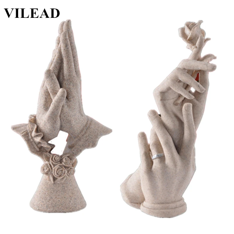 

VILEAD 12'' Hand in Hand Statuettes Vintage Statue Home Wedding Decoration Anniversary Souvenirs Gifts for Lover Wife Girlfriend