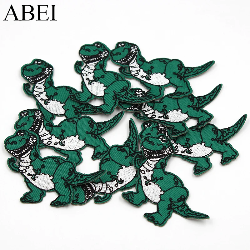 10pcs/lot Embroidered Dinosaur Patches Iron On Cartoon Animal Appliqued Boys Kids Jeans Coats Stickers DIY Sewing Accessories