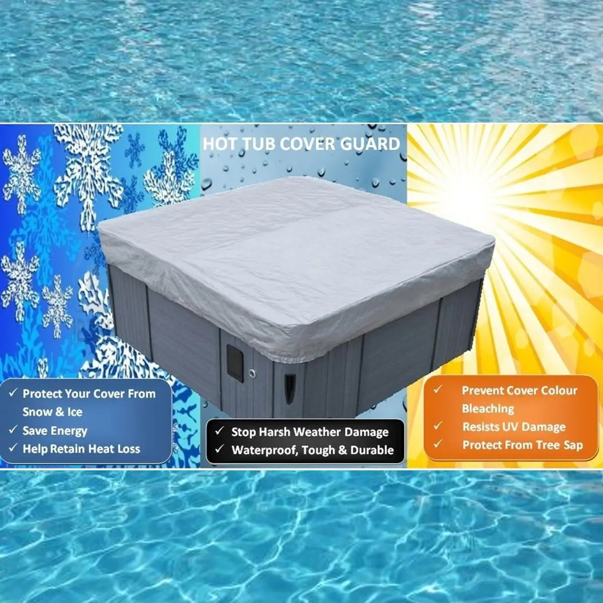 

200X200X30CM Universal Tub Cover Anti-UV All-Weather Cover Proof Spa Hot Tub Cover Guard & Cap for Jacuzzi