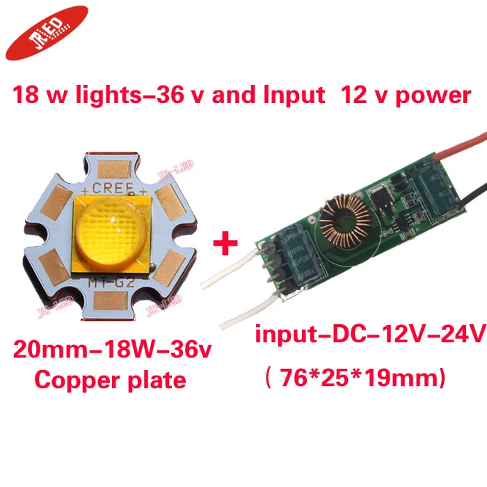 1 шт. Cree XLamp MTG-2 MTG2 18W 36V 36 v огни нейтральный белый 4000 к 20 мм Звезда База Медь пластина, украшенное мозаикой из драгоценных камней, 12 v Драйвер