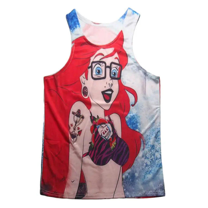 Харадзюку стильные мужские топы на бретелях с 3D принтом забавная графическая