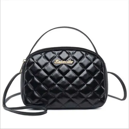 

New Women Shoulder Quilted Plaid Handbag Female Fashion Gold Chain PU Cross Body flap Zipper Bag