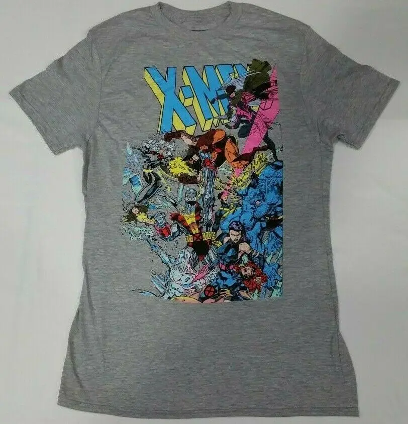 

X-Men T-shirt Marvel Comic Book Style Graphic Tee Heather Gray NWT T Shirts Short Sleeve Leisure Fashion Summer