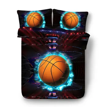 

3pcs sports bedding set HD Digital basketball quilt doona covers sets with 1 duvet cover 2 shams single queen super king linens