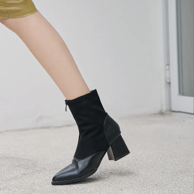 block heel black sock boots