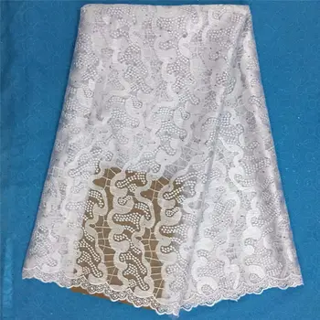 

Embroidered african Lace Fabric 2017 high quality french lace fabric in white tulle lace Fabric for wedding dress 5yards