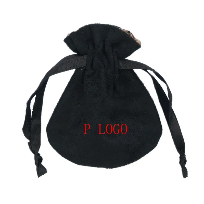 

Double Floors Black Flannel Original Branded Logo Bag Pouch For Pendant Bead Charm Bracelet Fine Jewelry Gift Bags Outer Package