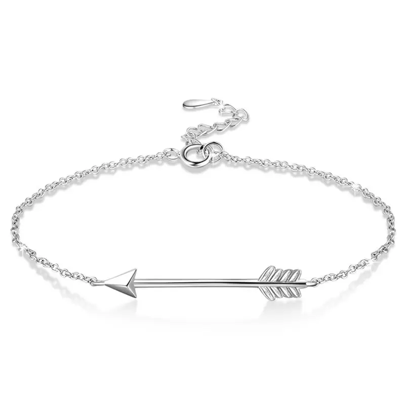 925 Sterling Silver Arrow Перо Регулируемый Браслет для Для женщин