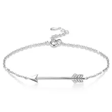 925 Sterling Silver Arrow Перо Регулируемый Браслет для Для женщин