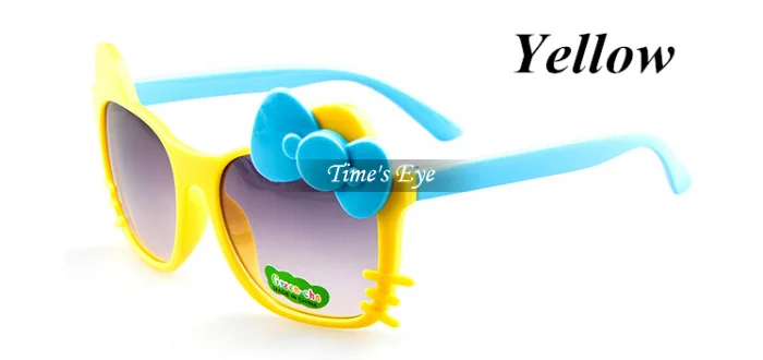 Новые модные детские солнцезащитные очки с пластиковой оправой детский с бантиком для девочек Мультяшные кошачьи оттенки очки высокого качества Oculos De Sol crianca - Цвет линз: yellow