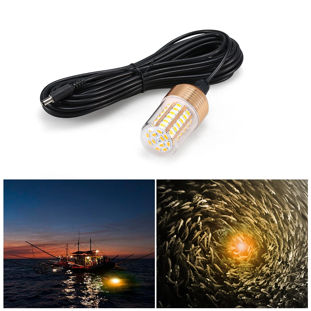 12V LED Submersible Underwater Night Fishing Light Finder Lamp Cord Flash