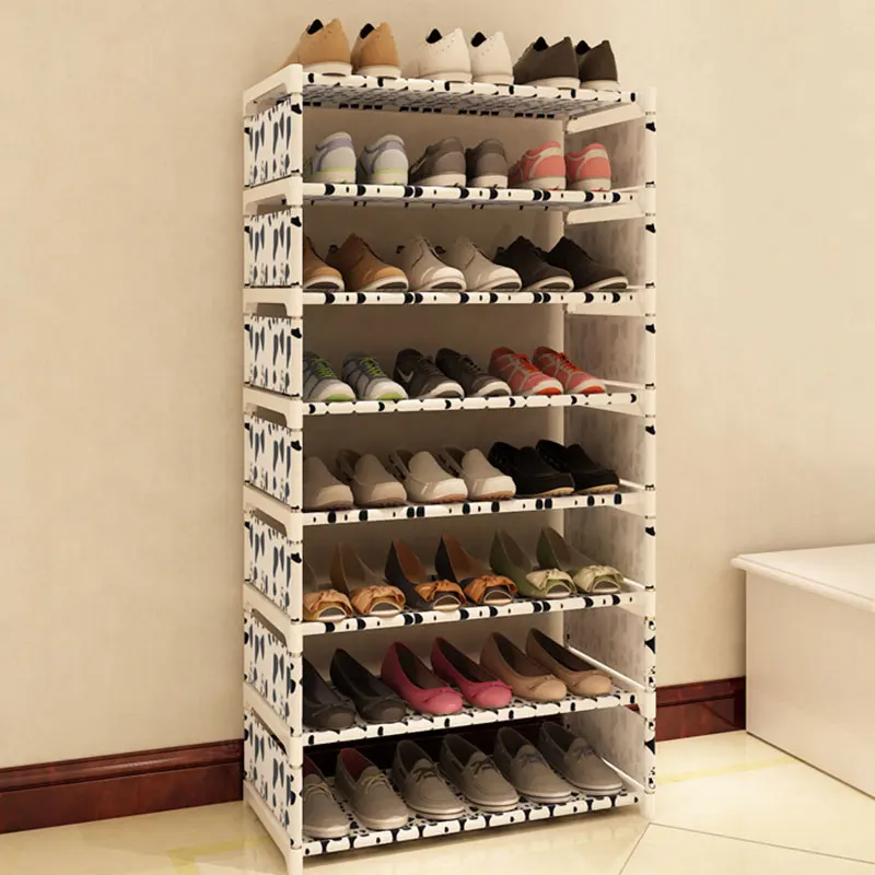 Eight Layers Metal Non woven Cloth Simple Shoe Rack Space