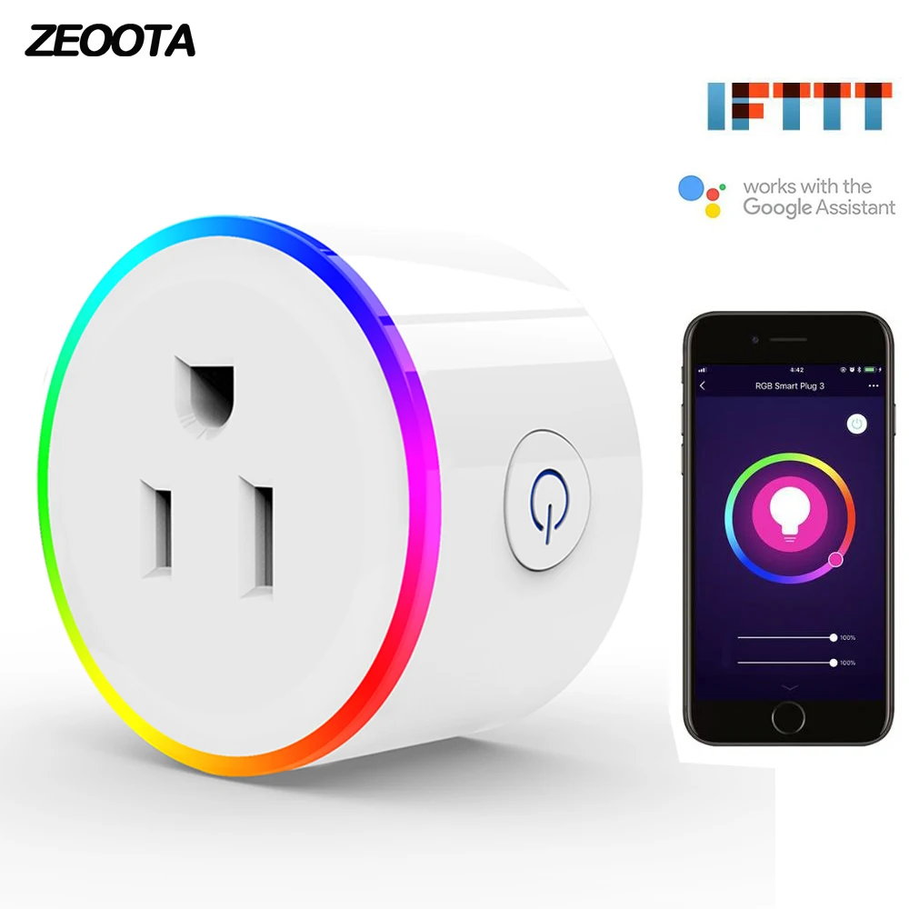 

Wifi Smart Plug Mini RGB Homekit US Socket Energy Monitoring 10A Smart Socket Voice Control Works with Amazon Alexa Google Home