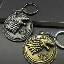 Игра престолов Брелок Дом Старк скоро зима 3D металлический значок-подвеска ключ с головой волка для поклонников моды