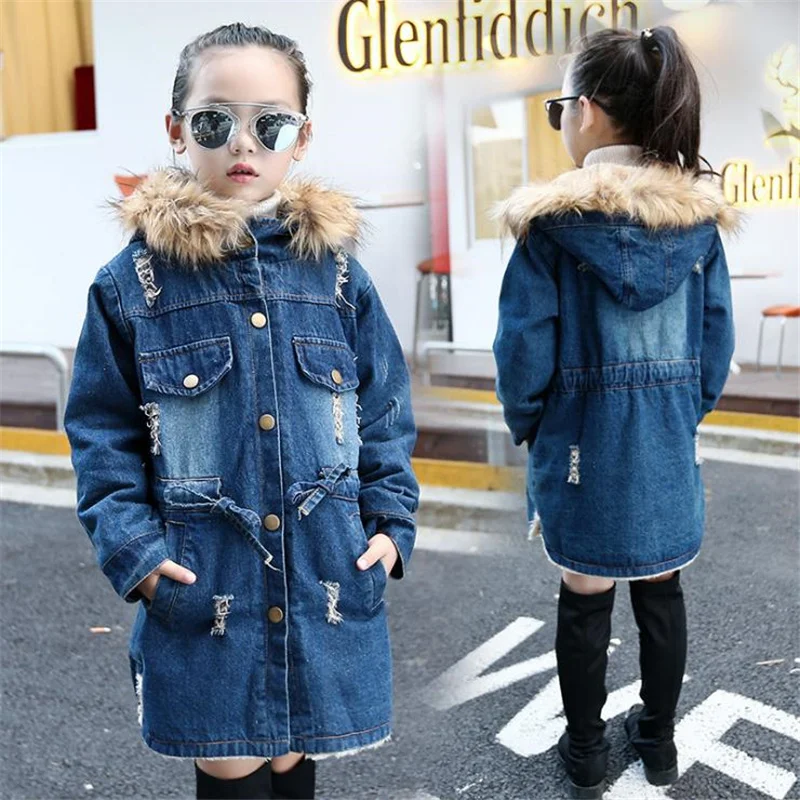 Winter Girls Jacket Overcoat Children Fleece Clothes Denim Tops Warm Clothing Kids Coats Cotton Hooded Outwear For Girl Snowcoat Winter Girls Jacket Overcoat Children Fleece Clothes Denim Tops Warm Clothing Kids Coats Cotton Hooded Outwear For Girl Snowcoat