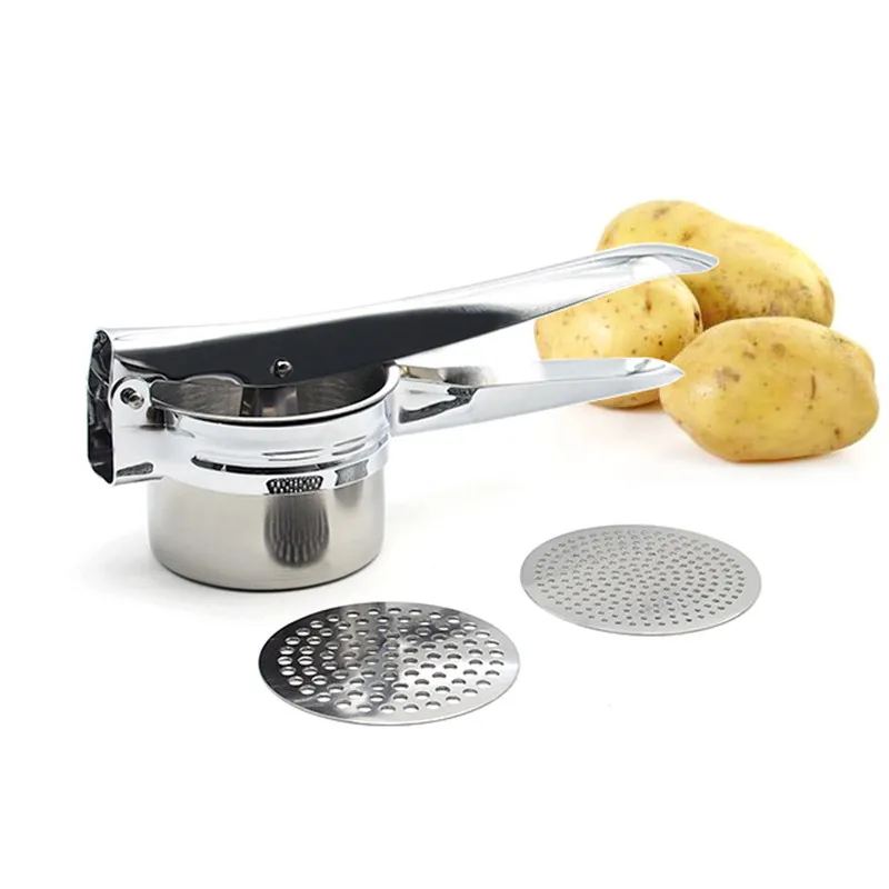  Large Sturdy Stainless Steel Potato Ricer with 2 interchangeable disks Potato Masher 