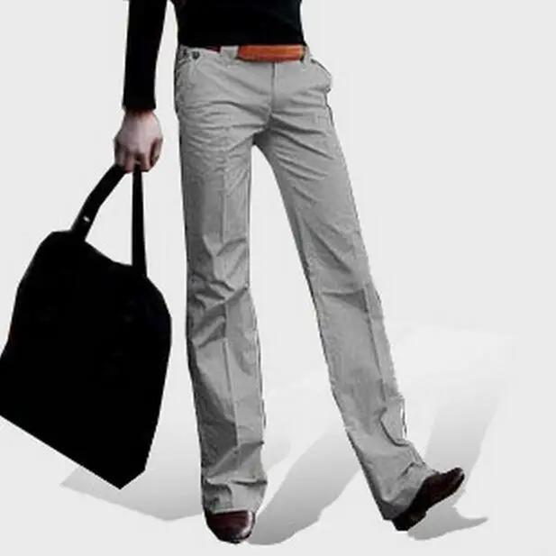 Новая летняя мужская одежда классические деловые повседневные микро расклешенные брюки мужские изготовленные на заказ размера плюс тонкие модные брюки S-XXL - Цвет: Light grey