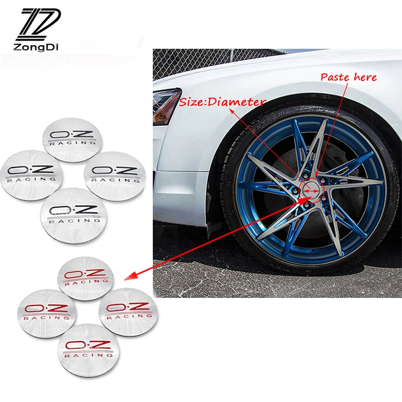 Zd 4pcs Car Styling O.z Tire Wheel Center Hub Cap Cover Sticker For
