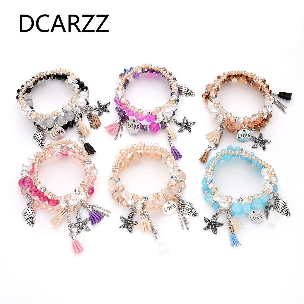 

DCARZZ Women's Couples Red Bracele Homme Set Multi-Storey High Quality Charm Beads Bracelet & Bangles Loom Bands Jewelry Gift