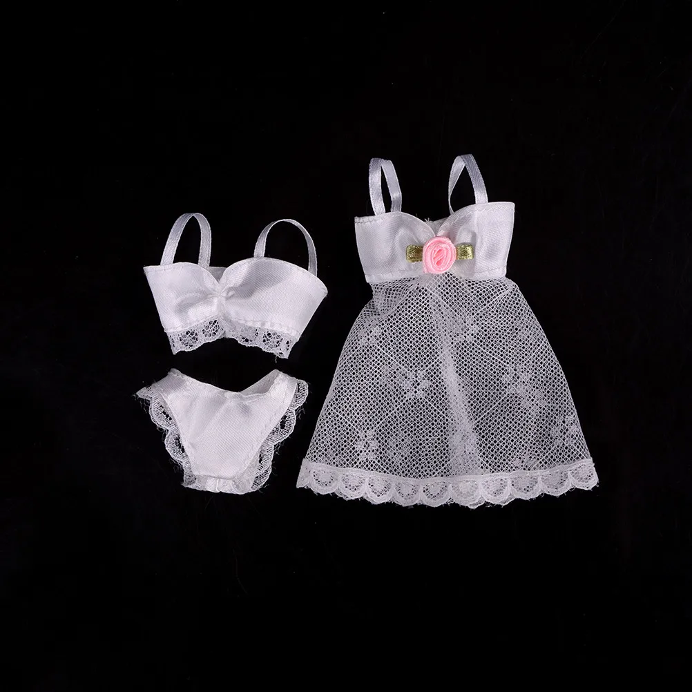 

White Sexy Pajamas Lingerie Lace Costumes + Bra + Underwear Clothes For Doll Clothes / Shoes