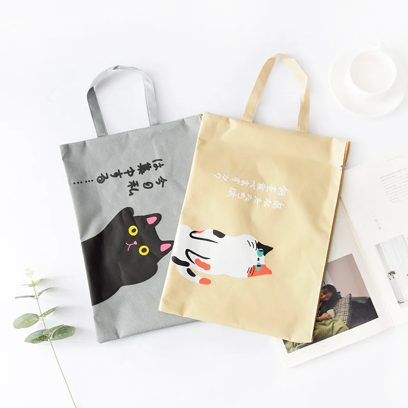 Kawaii A4 Сумка для документов папка кошек милый большой емкости ткань Оксфорд