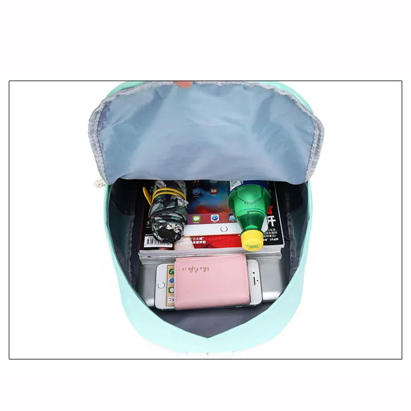 5 set Nylon Backpack Schoolbags School For Girl Teenagers Casual Children Travel Bags Rucksack Cute Printing Large Capacity