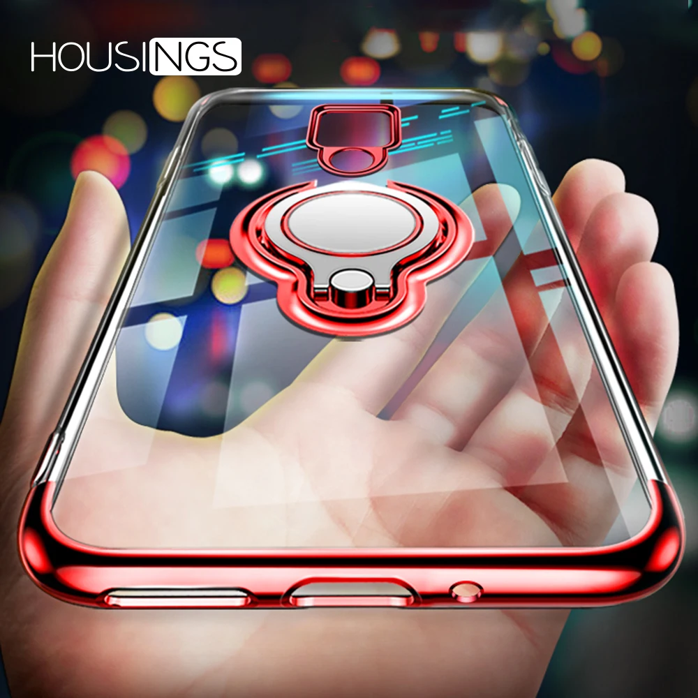 

Transparent Finger Ring Holder Cover Case For Huawei p20 lite P10 Mate 20 Pro Shockproof Note 10 V9 Soft TPU Shell For Honor 9