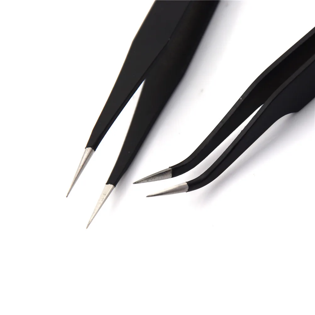 Черный лак Стикеры горный хрусталь выбор глаз Макияж Дизайн ногтей инструментов прямой изогнутый Антистатические Пинцет