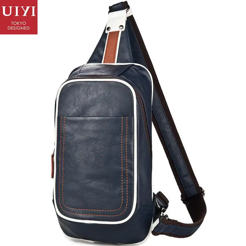 UIYI Brand Handbag Men Women PU Leather Blue Messenger Shoulder Sling Bag Crossbody Chest Pack School Casual Bags 140090 uiyi pu leather men chest bag waterproof chest pack men s handbags shoulder bags casual male bag crossbody