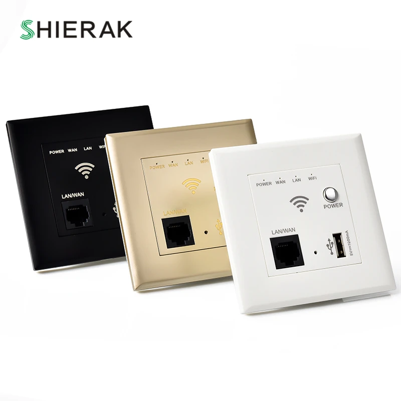 

SHIERAK 300M Wall Wireless AP Router USB Charging Port 1000mA Output Smart Wall WIFI Router Panel Socket 10A