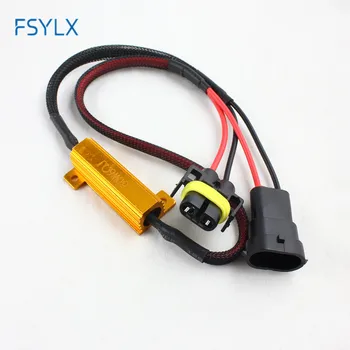 

FSYLX 2pcs H8 H9 H11 50w 6ohm LED Fog headlamp light Xenon HID DRL Lamp Bulb Decoder Resistor Canbus Wire Harness Adapter 9-14V