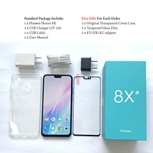 Huawei Honra 8X MobilePhone 6.5 polegada Tela 3750 mah Bateria Android 8.2 Câmera Dupla Volta 20MP Vários Idiomas Smartphone