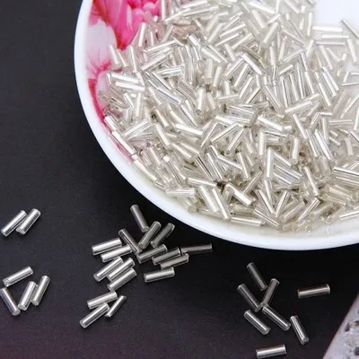 

2017 Hot Sale 2*6MM 60G/1440Pcs Silver Core Czech Glass Seed Bugle Beads Jewelry Garment Accessories Silver