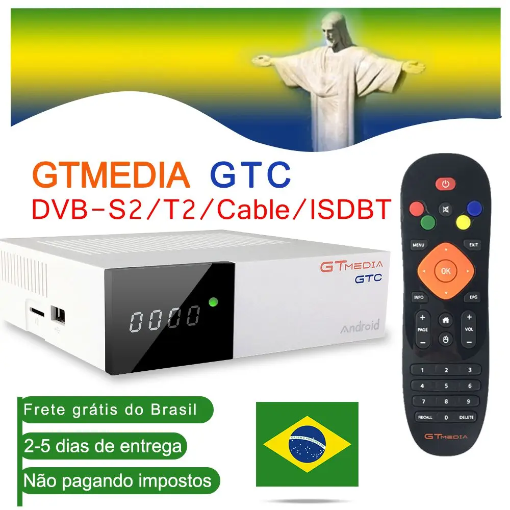 ТВ приставка Android 6 0 TV Box DVB S2/T2/кабель/ISDBT Amlogic S905D 2 Гб ОЗУ 16 ПЗУ GTmedia GTC декодер с
