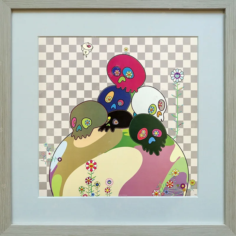

Takashi Murakami Skull Landscape Painting Sun Flower Street Art Customization KAWS Action Figure Collect Model Toy M1181