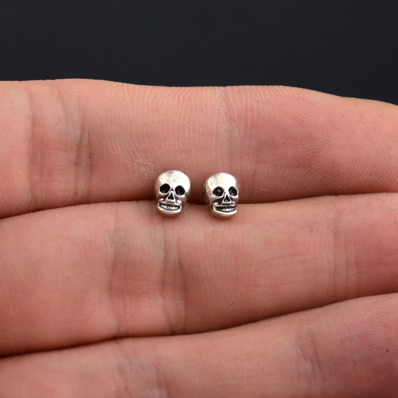 1 пара золотые серебряные маленькие серьги-гвоздики с черепом для женщин