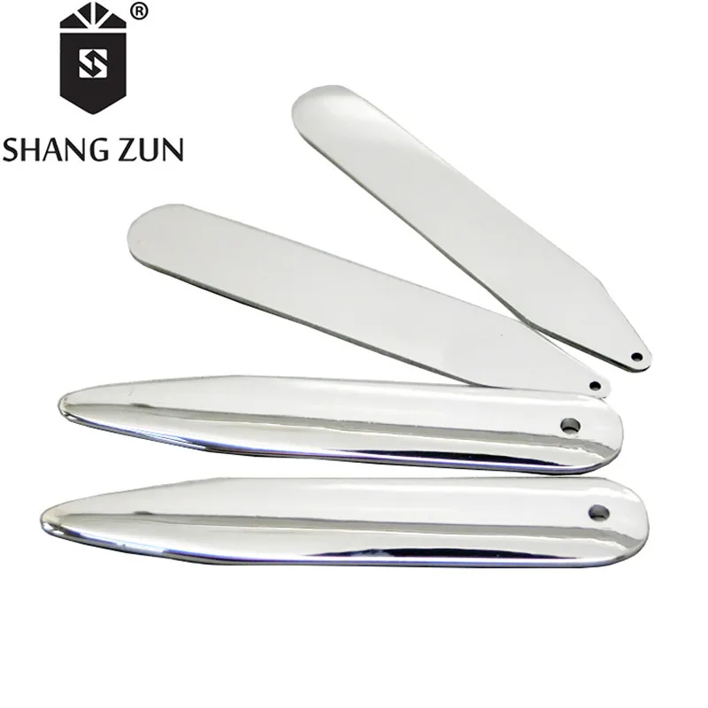 

SHANG ZUN 4 Pcs Metal Stiffeners Stays Bones Set For Dress Shirt Men's Gifts Stainless Steel with Hole 2.37"
