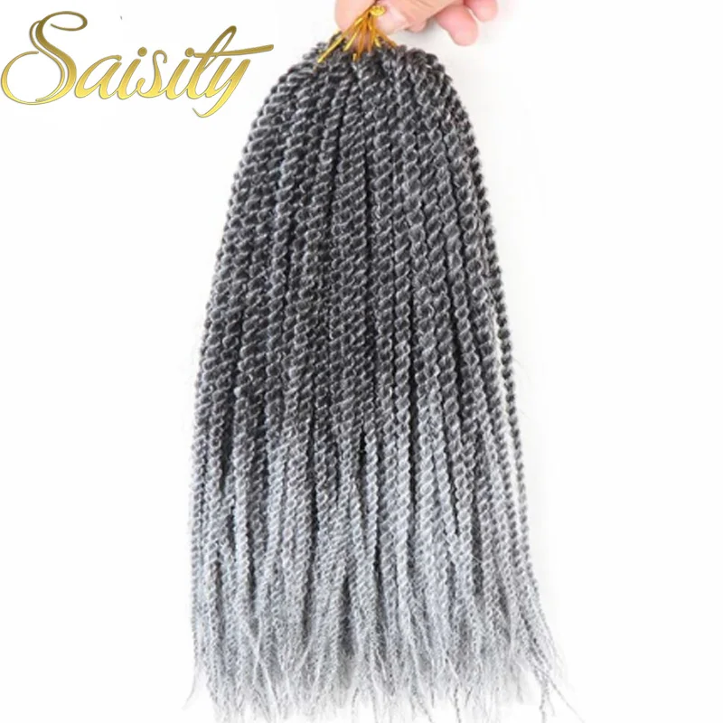 

Saisity 14inch 18inch Ombre Synthetic Braiding Hair Thin Senegalese Crochet Twist Braids 30strands/pack 1 pack