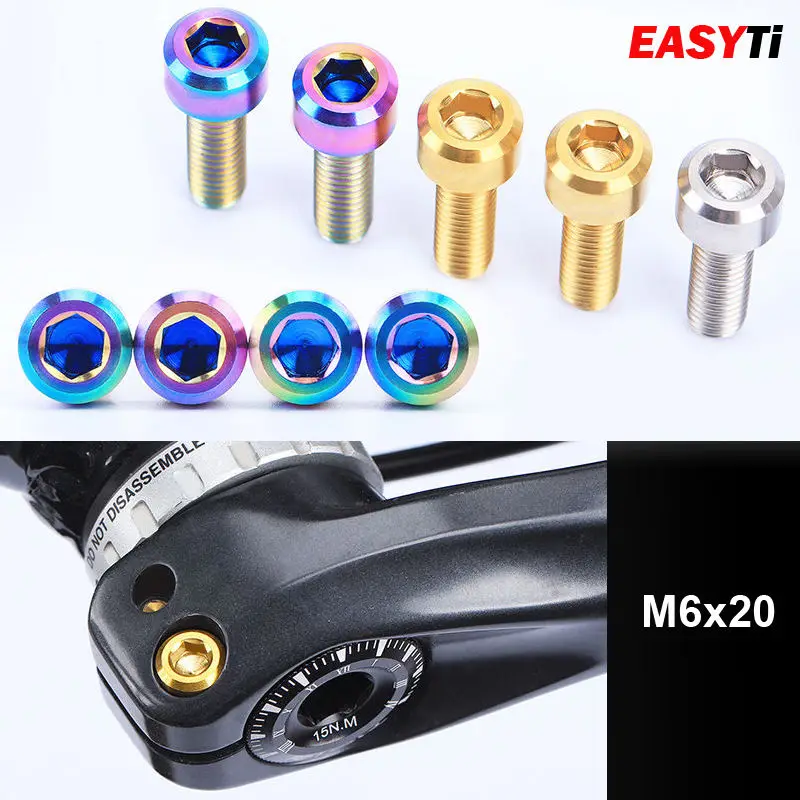 4pcs M6x20mm Titanium Ti screw Bolts bicycle Disc Brake Caliper Adapter Mount