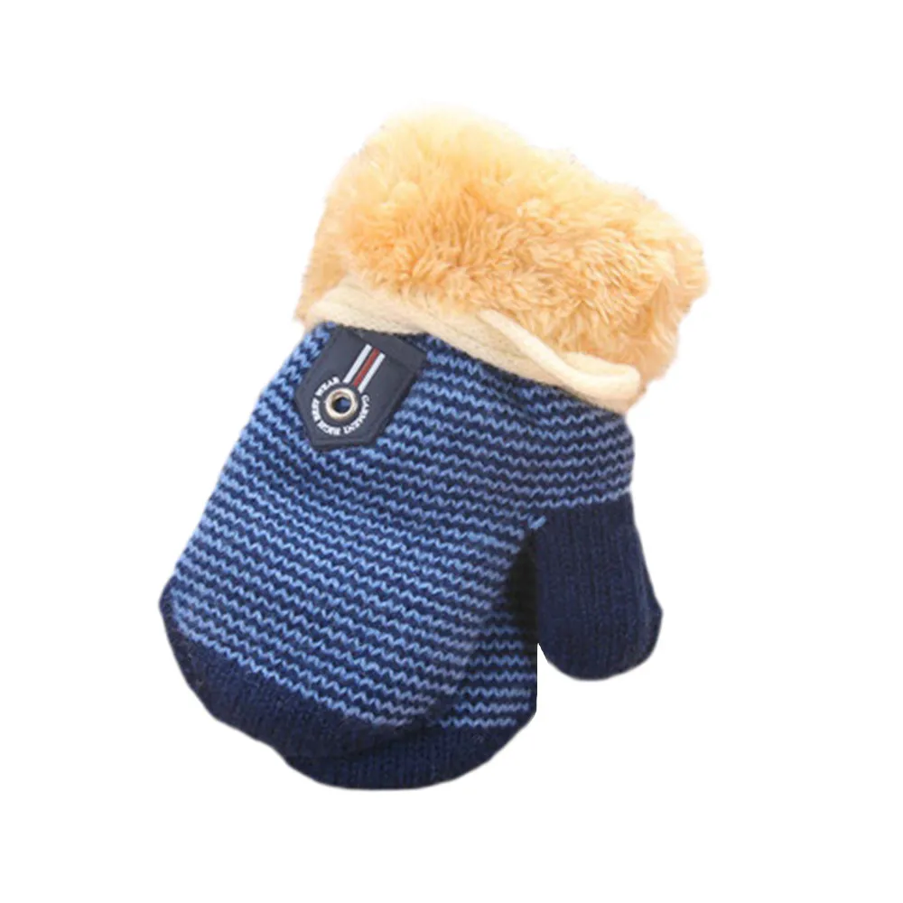 Горячая Распродажа, милые детские перчатки, утепленные, теплые зимние перчатки для маленьких мальчиков и девочек, детские перчатки для детей от 1 до 4 лет - Цвет: Dark Blue