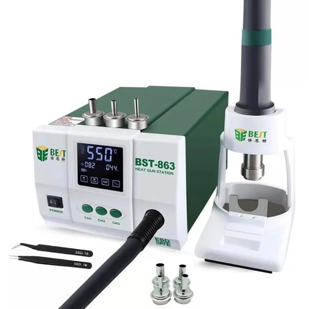1200W Power Heat Gun Lead-Free Smart Touch Screen Control Constant Temperature LCD Display Desoldering Station BST-863 | Инструменты