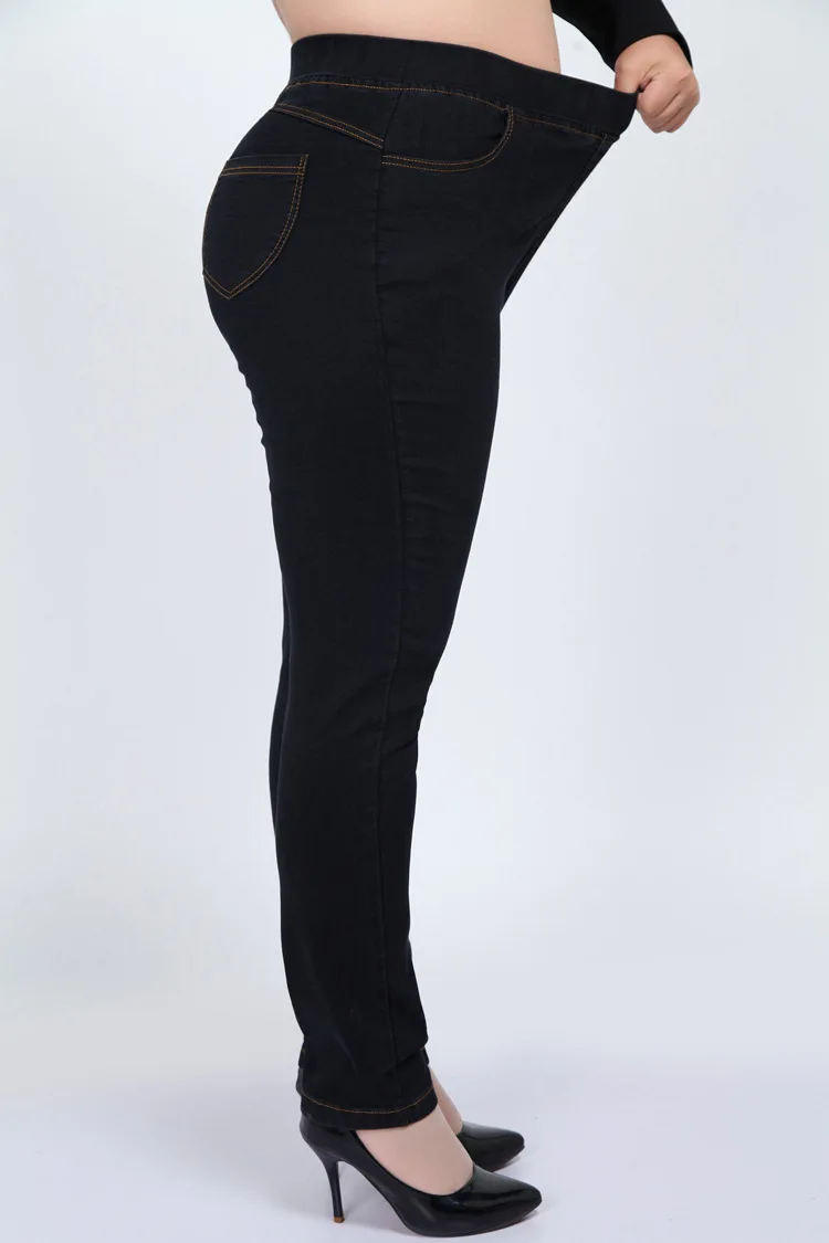 

2018 Spring Autumn Woman Plus Size 9xl Jeans Denim Elastic Waist Slim Skinny Female Trousers Big Size Ladies Pencil Jeans Pants